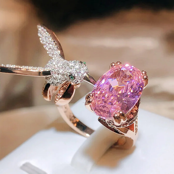 Verstellbarer Kolibri Edelstein Ring