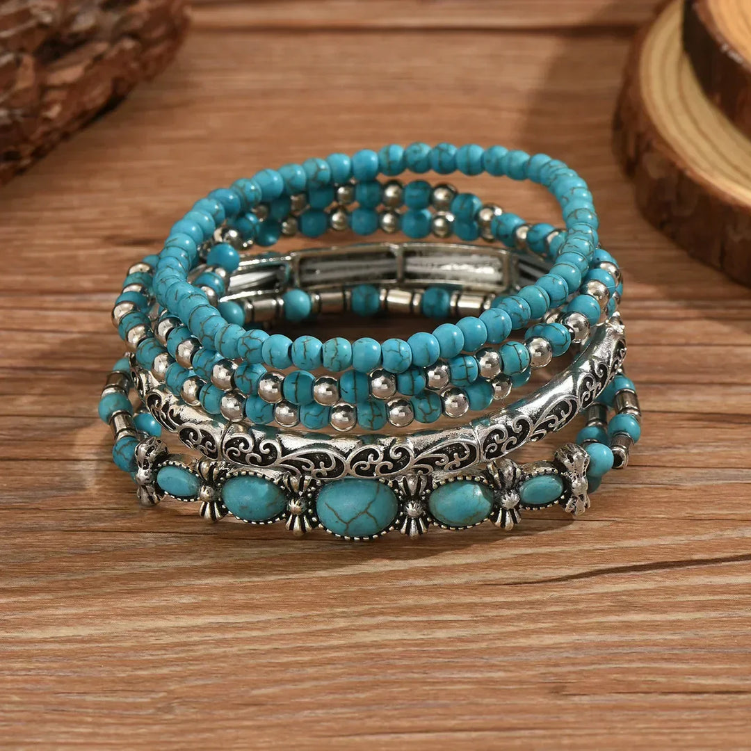 Ensemble de bracelets avec perles turquoises