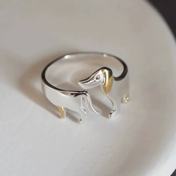 925 Sterlingsilber Dackel Ring