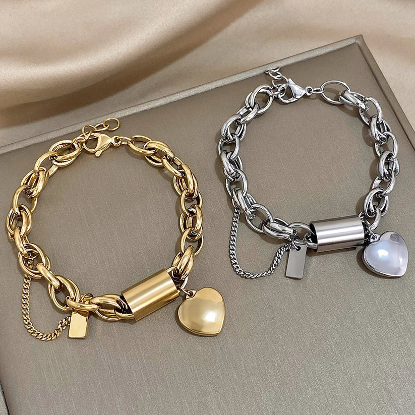Heartened Chunky Armband | Weißgold