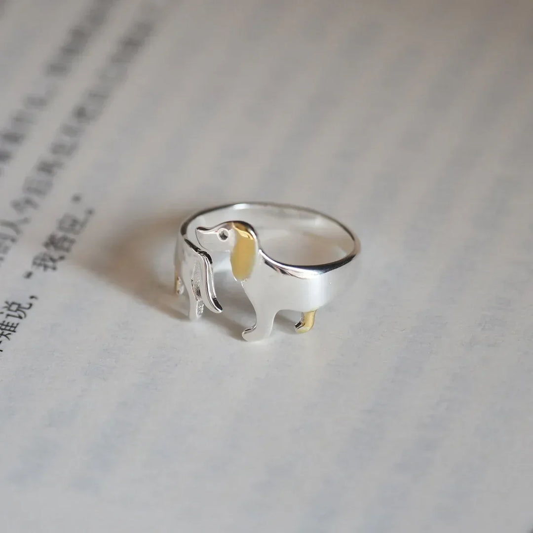925 Sterlingsilber Dackel Ring