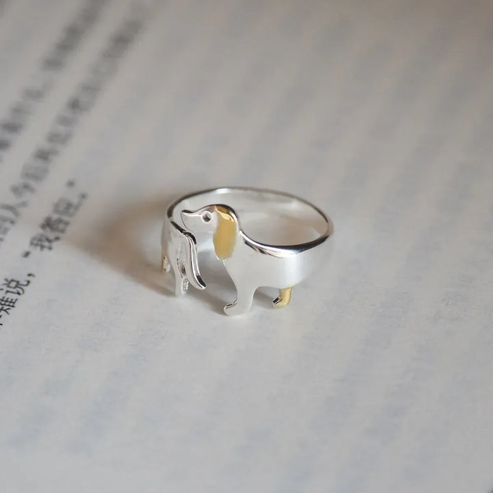 925 Sterlingsilber Dackel Ring