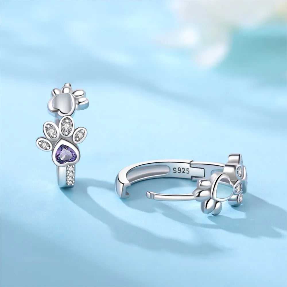 Pfoten Huggie Ohrringe in 925 Sterlingsilber