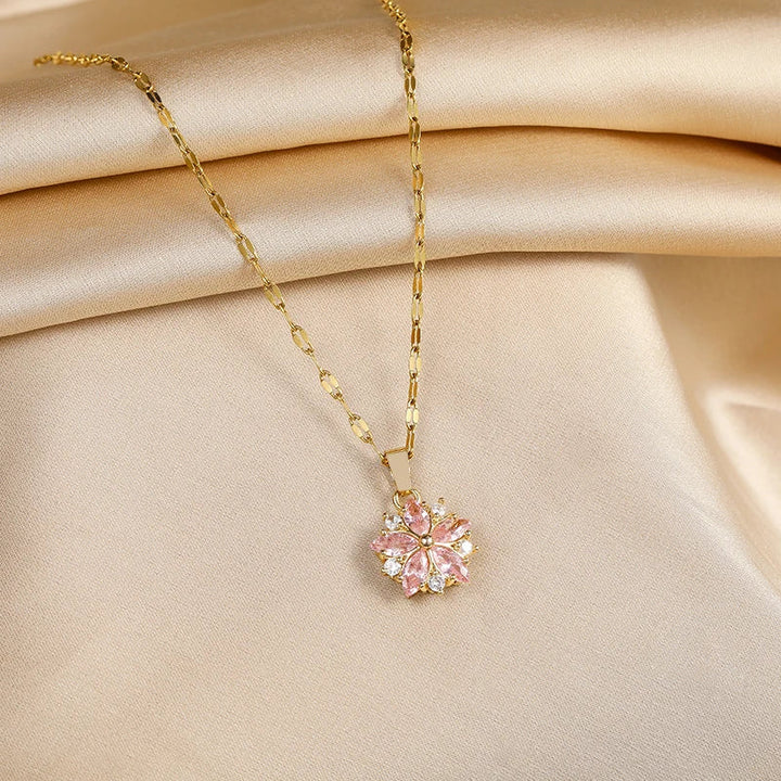 Collier Sakura Rose Romantique in Rvs