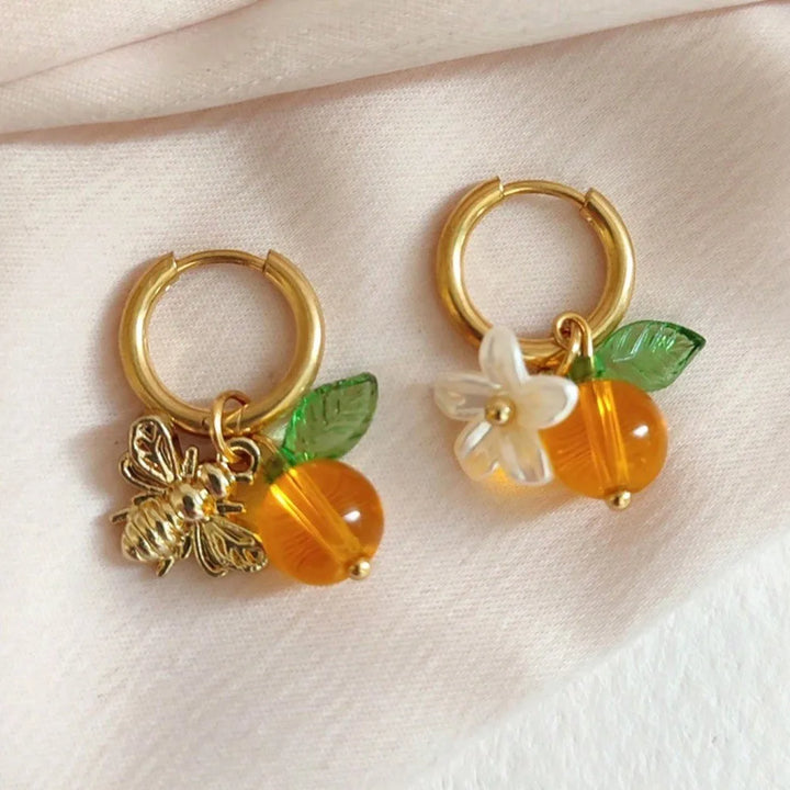 Orangenblüte Biene Ohrringe