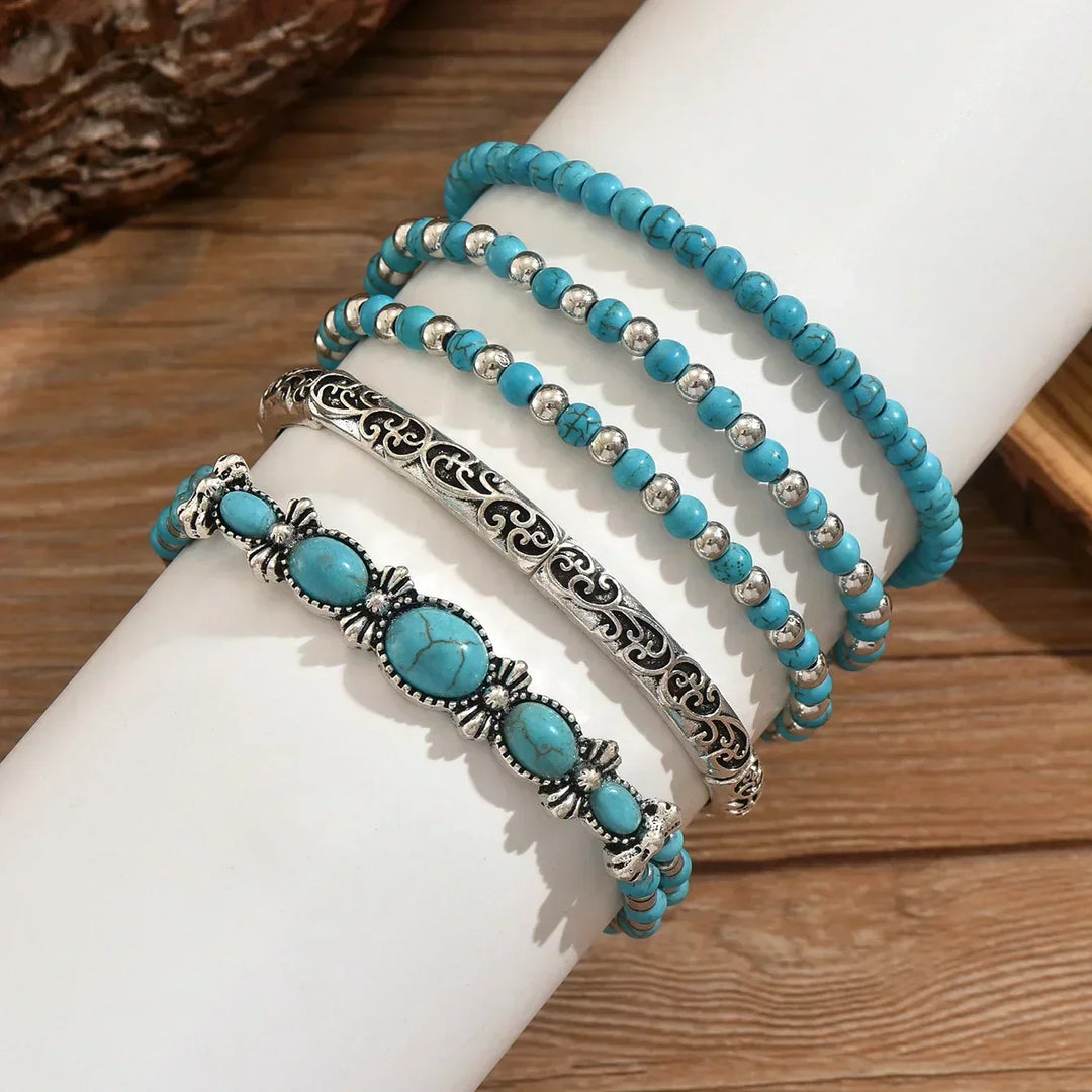Ensemble de bracelets avec perles turquoises
