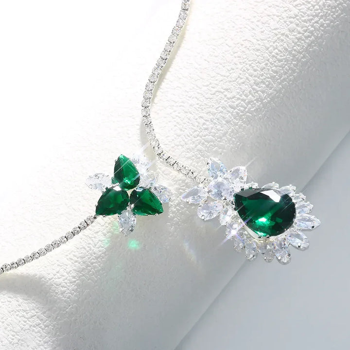 Vintage Collier Blüte von Smaragd
