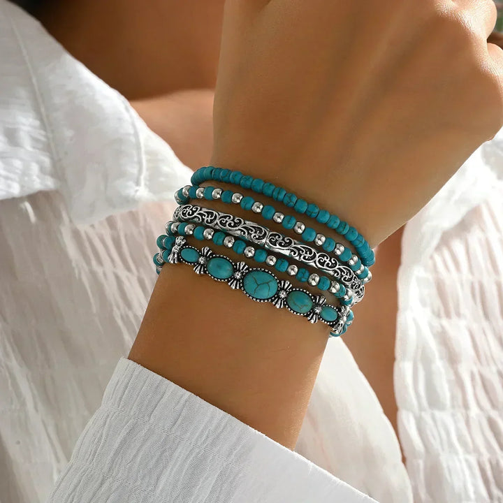 Ensemble de bracelets avec perles turquoises