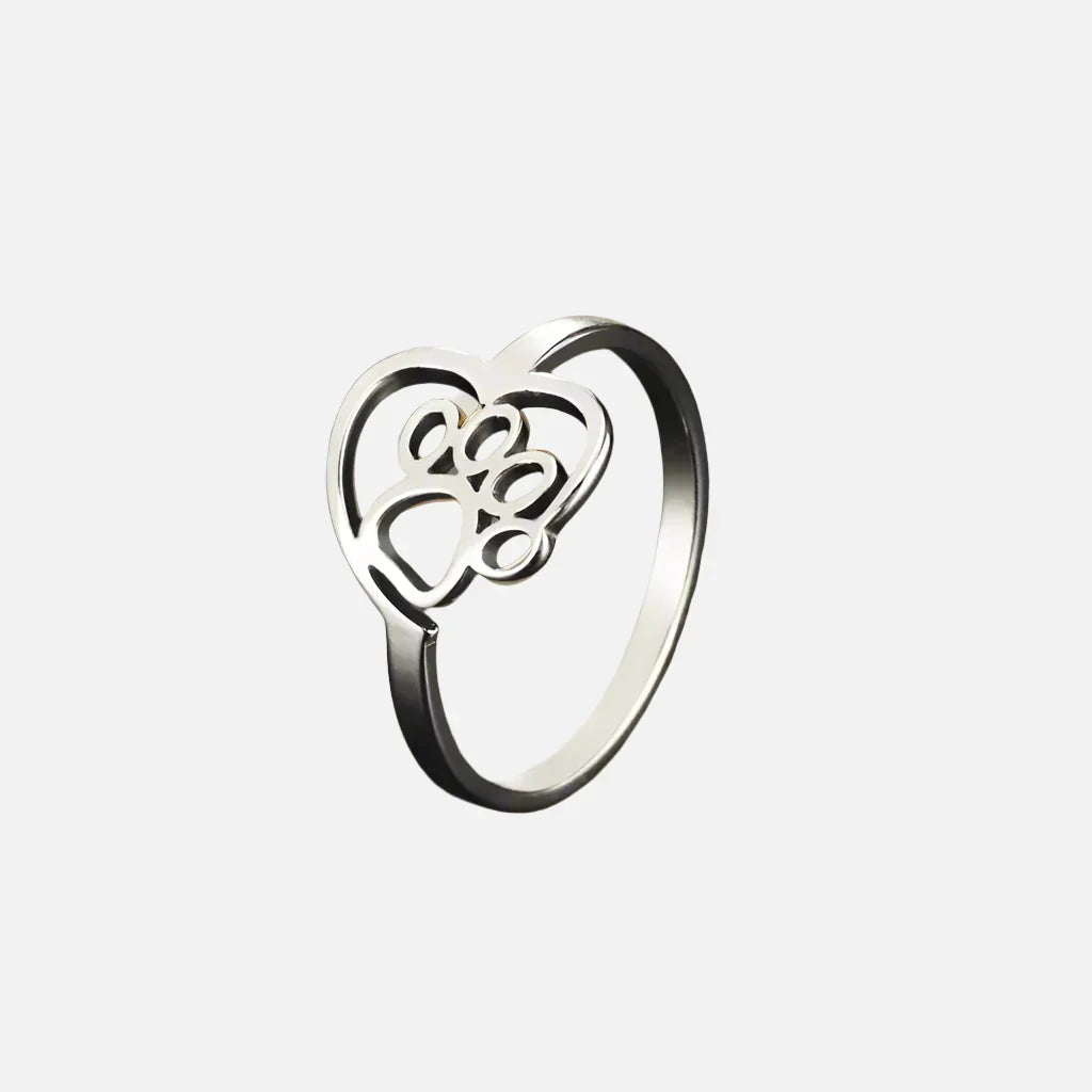Goldfarbener Pfoten und Herz Ring