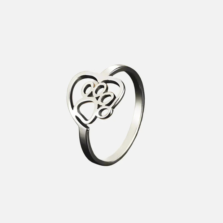 Goldfarbener Pfoten und Herz Ring