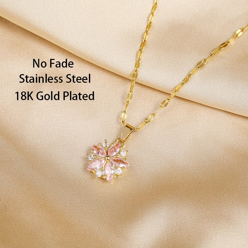 Collier Sakura Rose Romantique in Rvs