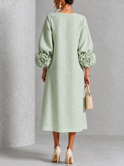 Midikleid mit Rundhalsausschnitt und Knopfleiste und Blumenmuster - Ansicht 3
