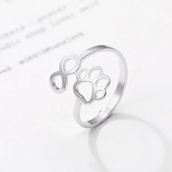 Verstellbarer Unendlich Pfoten Ring