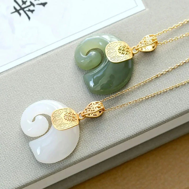 Hetian Jade Elefant Anhänger Halskette