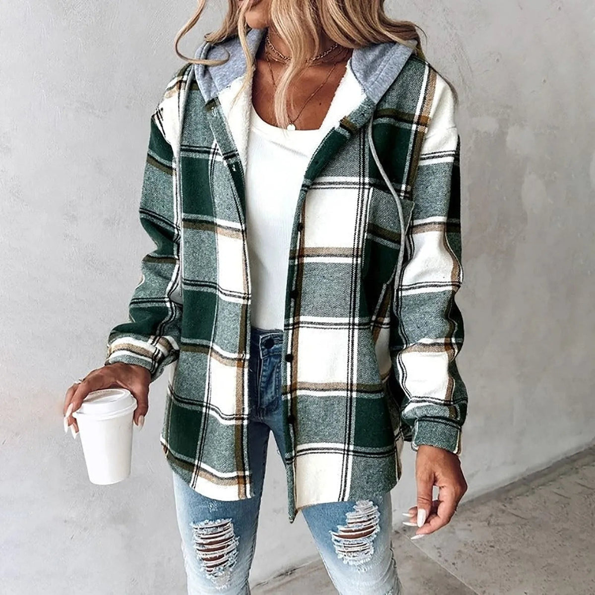 Jacke in Grün und Schwarz