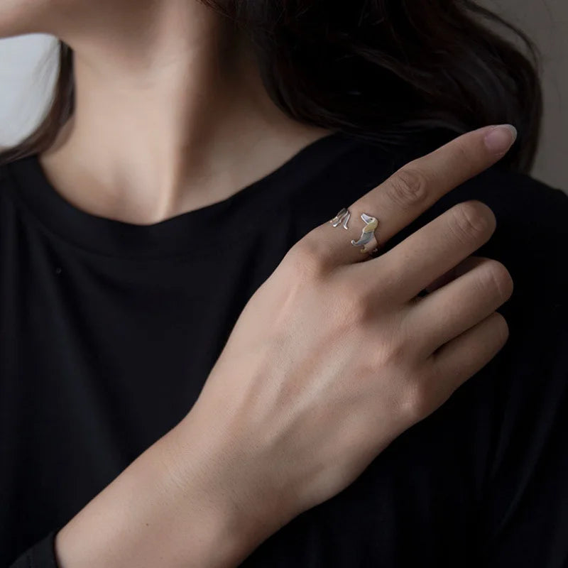 925 Sterlingsilber Dackel Ring