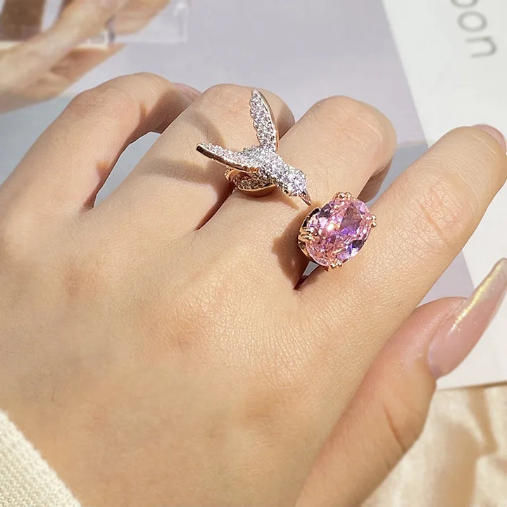 Verstellbarer Kolibri Edelstein Ring
