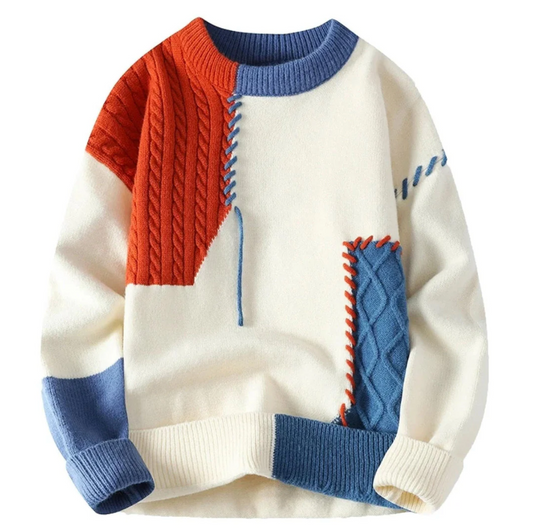 Strickpullover mit Patchwork