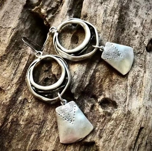 Vintage Silber Hängende Quadratische Dangle Ohrringe