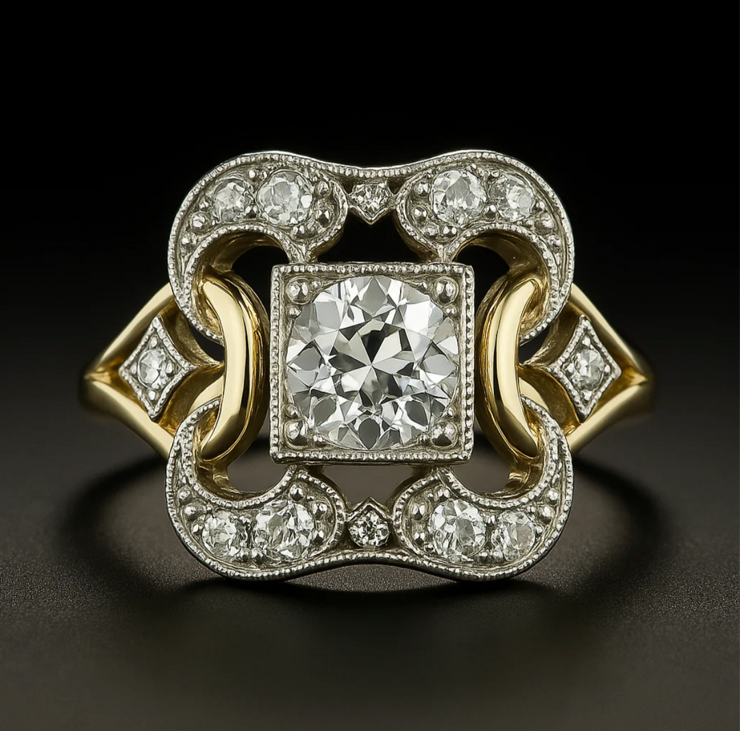 Klassischer Goldring mit Vintage-Zirkonia