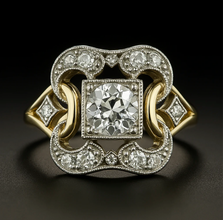 Klassischer Goldring mit Vintage-Zirkonia