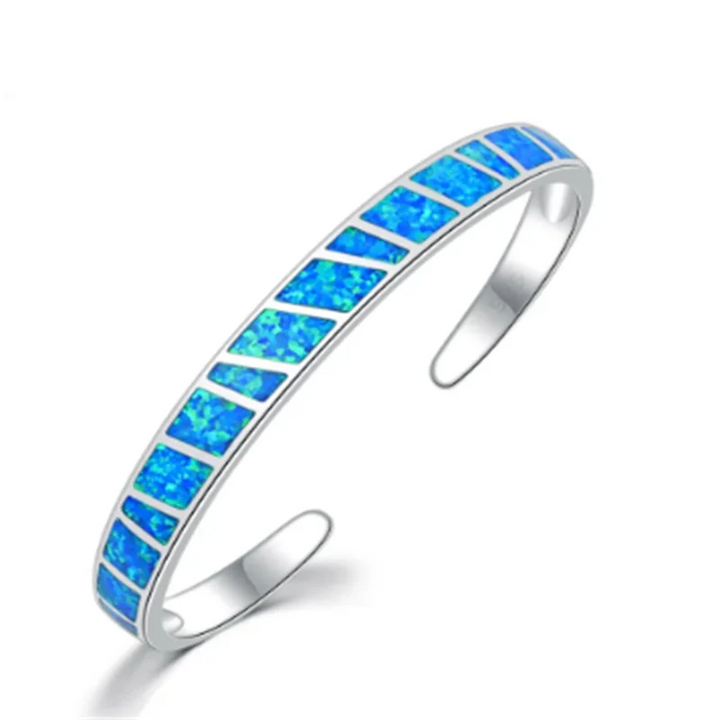 Verstellbares Blaues Feueropale Armband in Silber