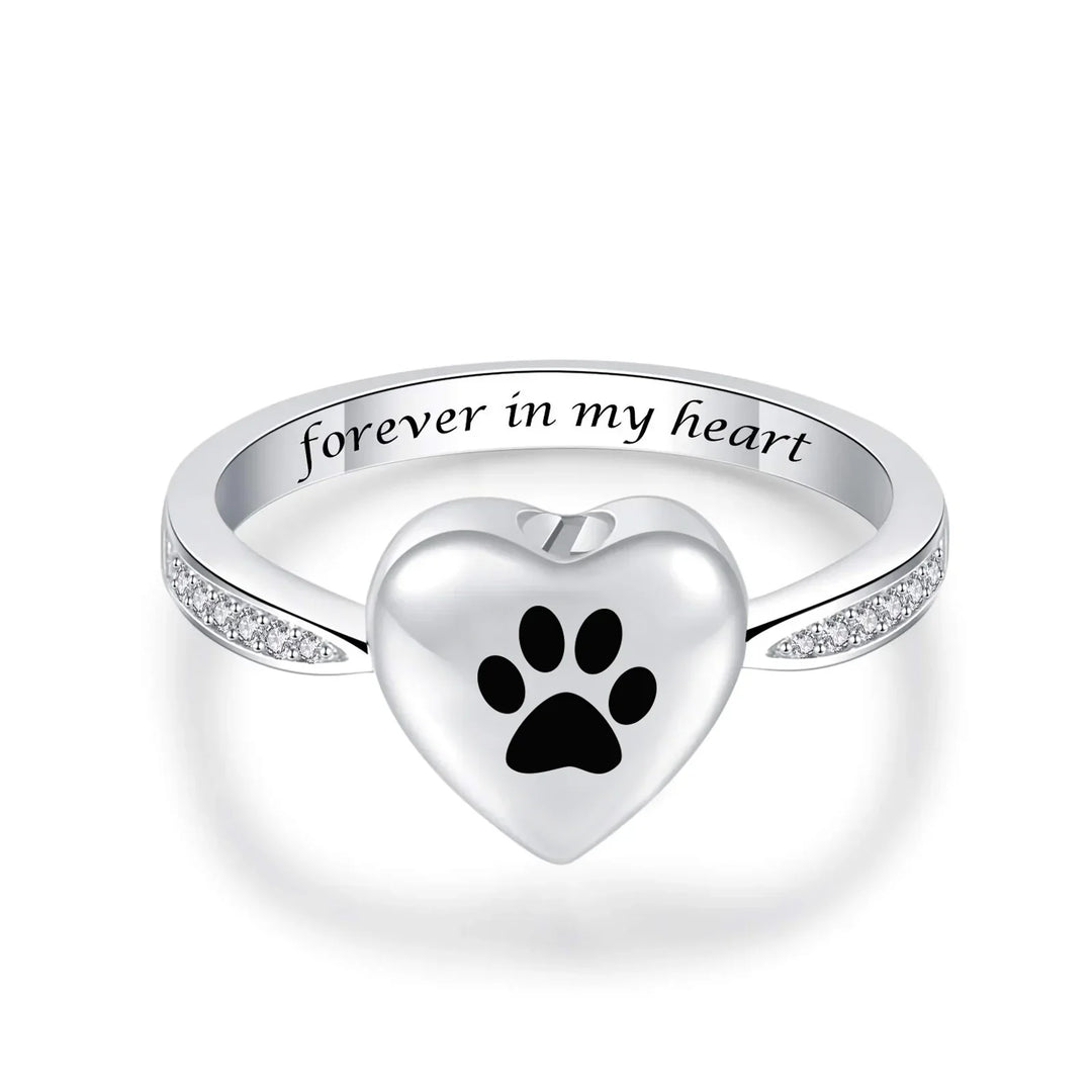 Liebe Herz Pfotenabdruck Urnen Ring