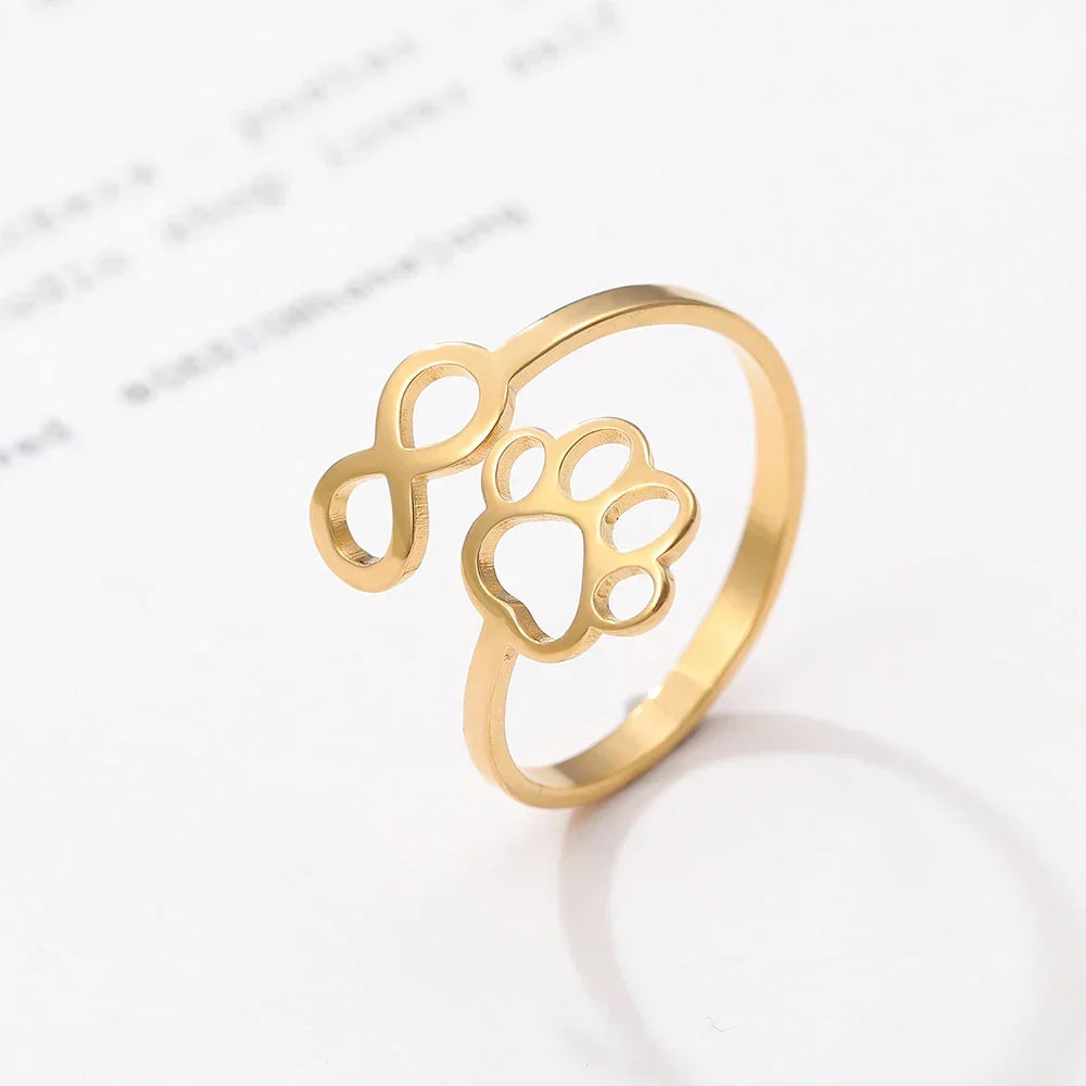 Verstellbarer Unendlich Pfoten Ring