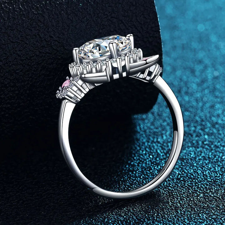 Verstellbarer Katzenohren Ring mit Zirkonia