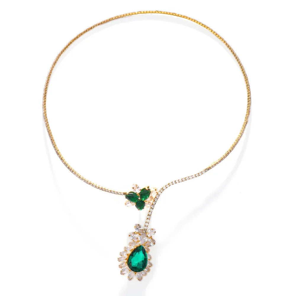Vintage Collier Blüte von Smaragd