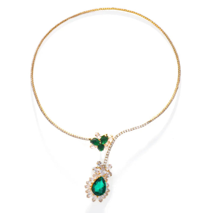 Vintage Collier Blüte von Smaragd