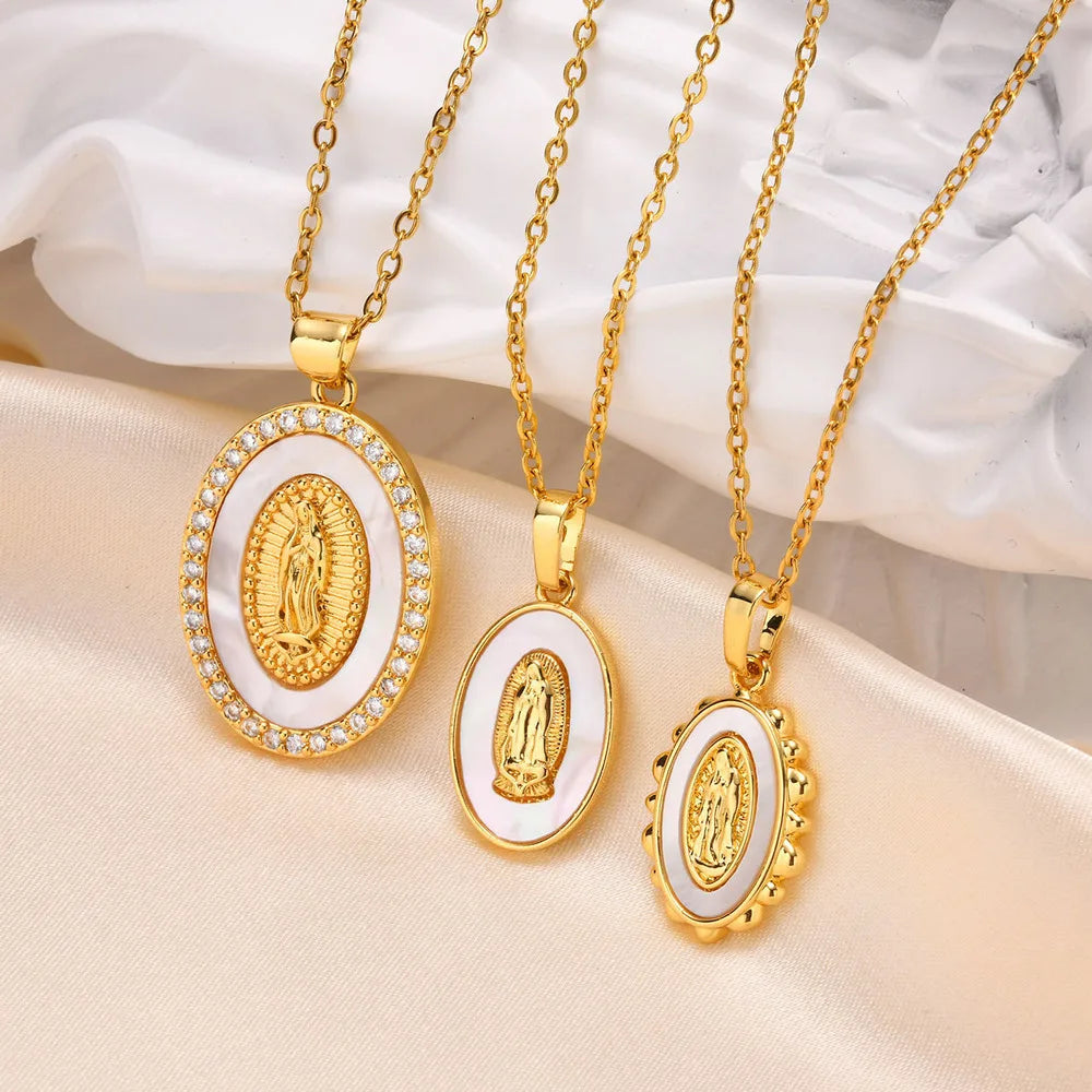 Kette mit ovalem Anhänger der Jungfrau in Gold