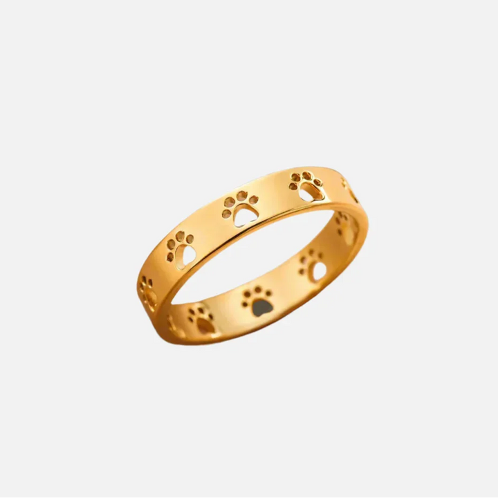 Goldfarbener Pfotenabdruck Ring