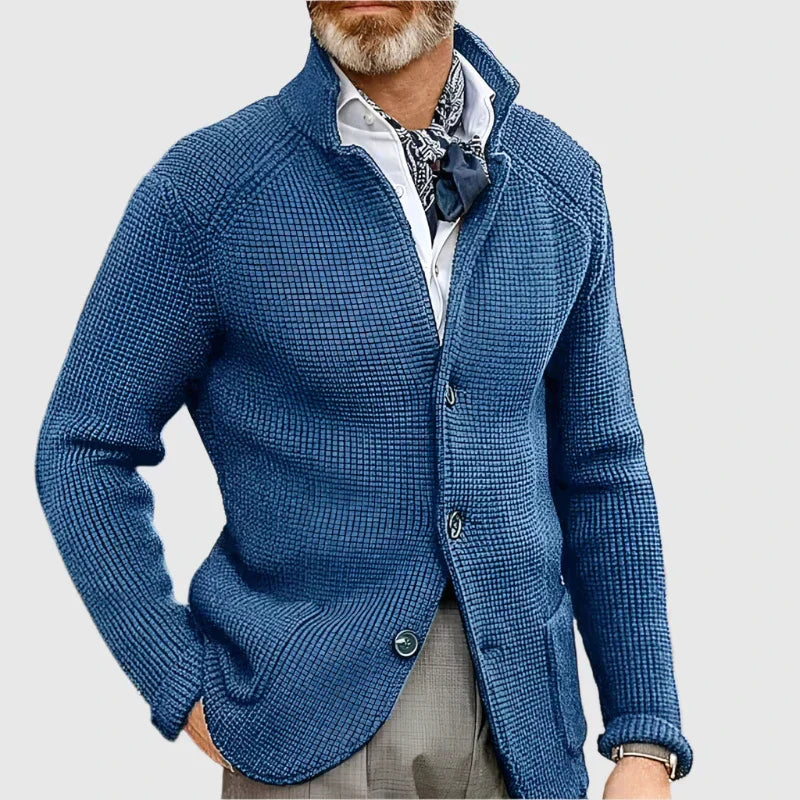Strickjacke in Blau und Kaffeebraun - Ansicht 7