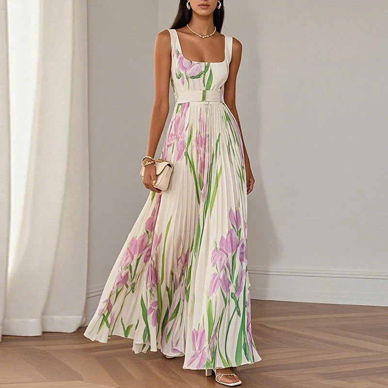 Maxikleid mit Blumenmuster in Blau - Ansicht 3