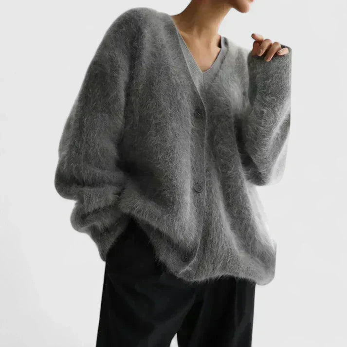Strickjacke in Beige und Grau