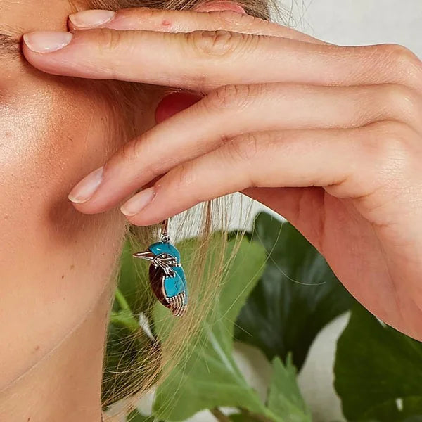 Blaue Kolibri Emaille Ohrringe