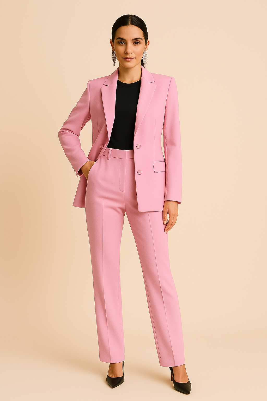 Blazer mit Reverskragen und Knopfleiste in Rosa