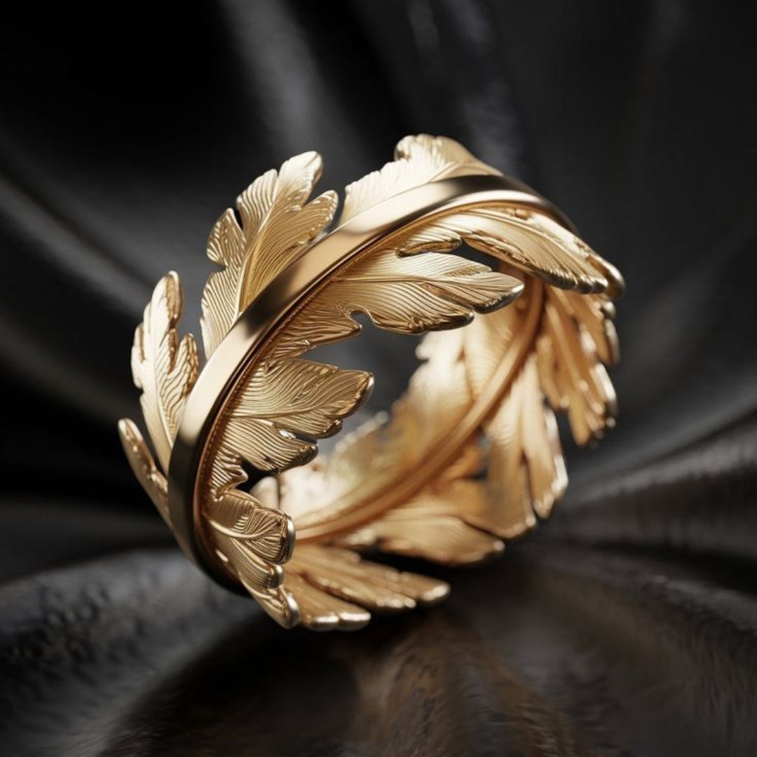 Gold Exotischer Blatt Ring