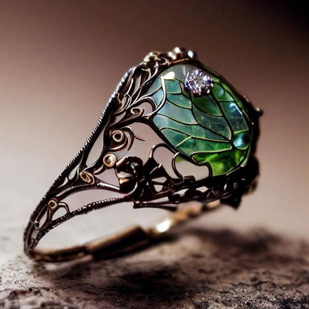 Natur Grüner Glas Ring