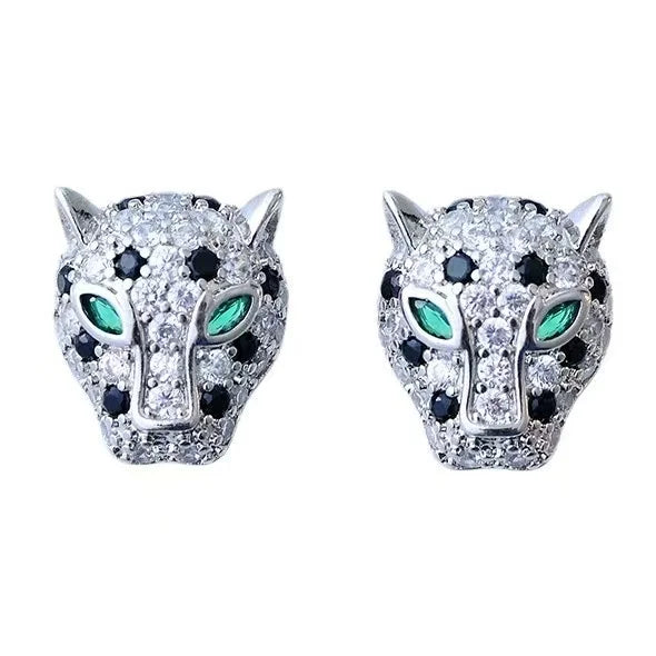 Bunter Leopard Kristall Statement Ohrringe