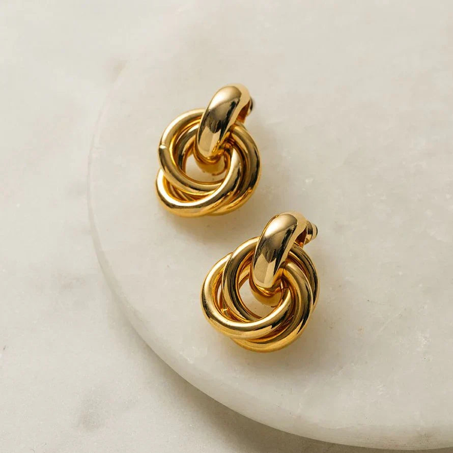 Statement Interlocking Ohrringe | Weißgold