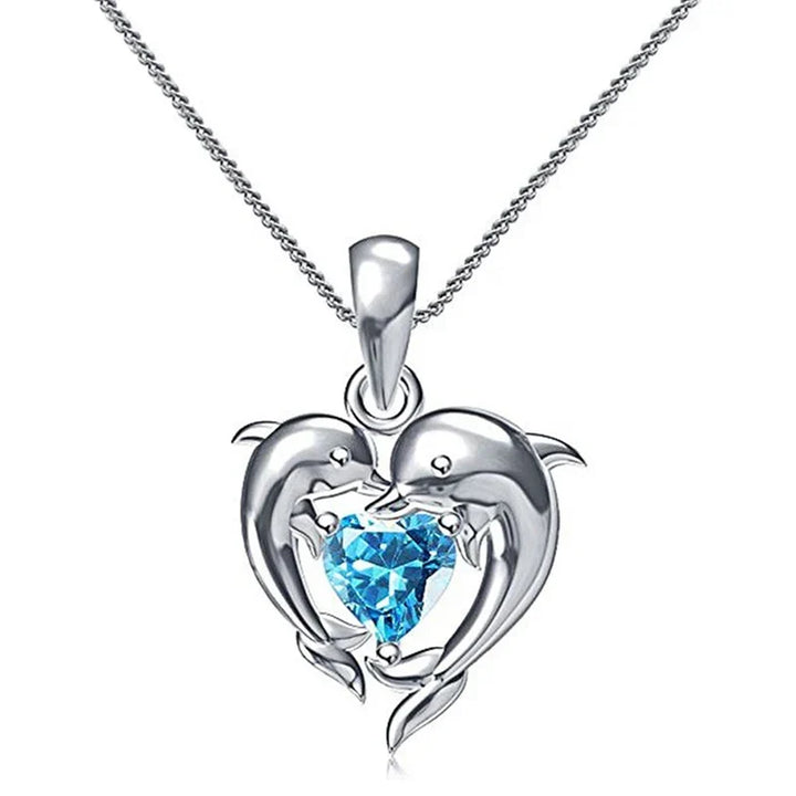 Delfin Liebe blaues Herz Halskette