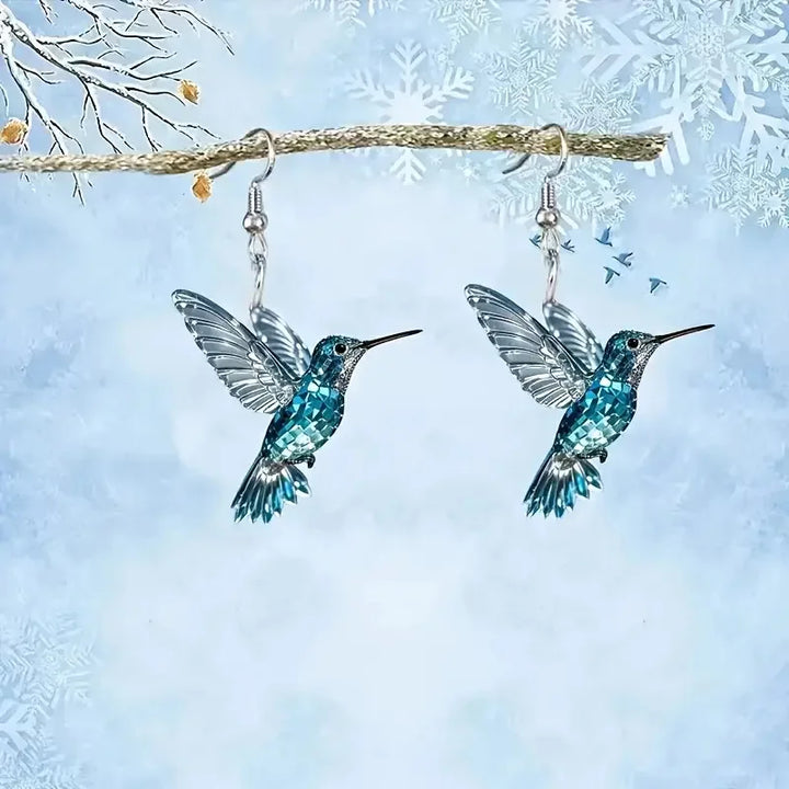 Blaue Kristall Kolibri Ohrringe