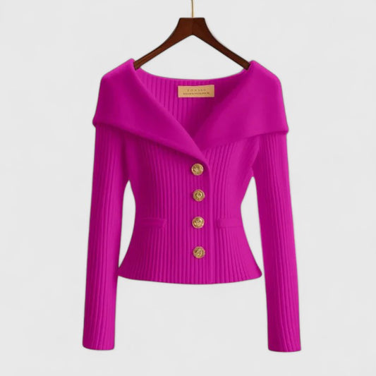 Strickjacke in Gelb und Rot
