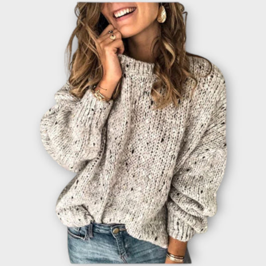 Strickpullover in Beige und Grau