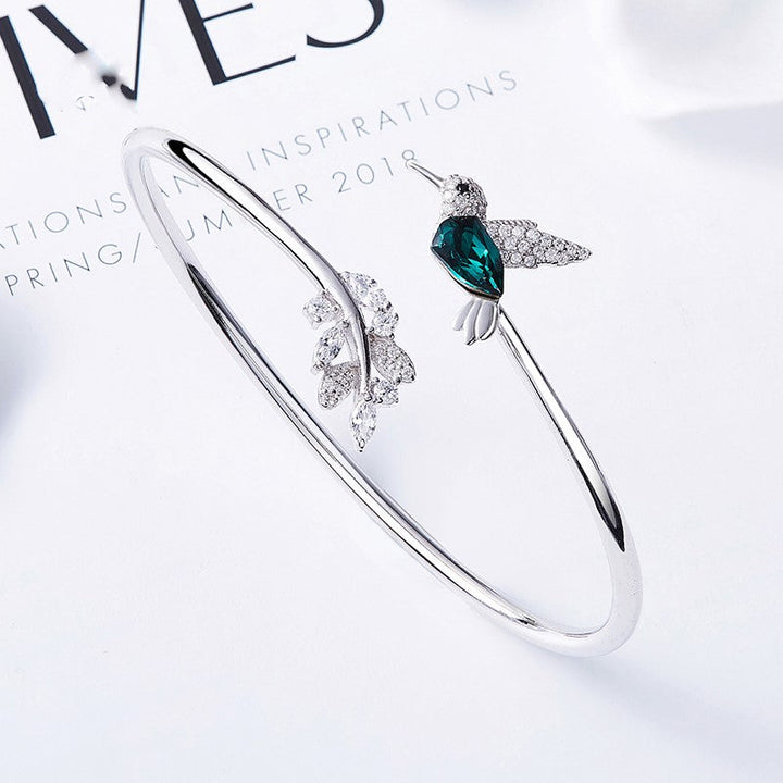 Verstellbarer Kolibri Ring mit Strass Diamant