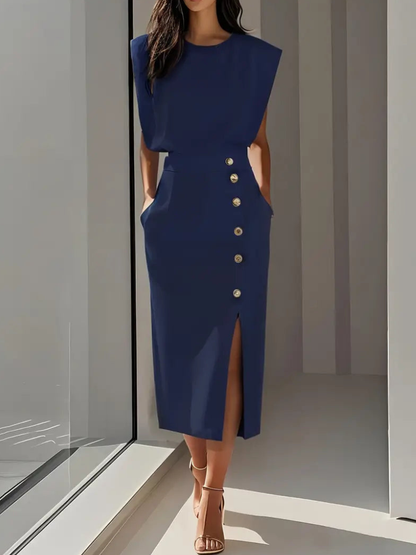 Midikleid in Creme und Schwarz - Ansicht 7