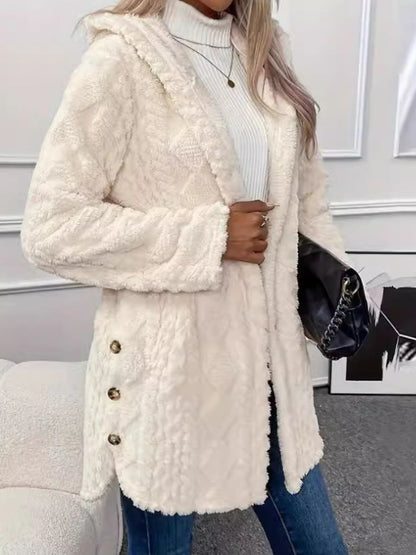 Strickjacke mit Kapuze in Creme - Ansicht 5