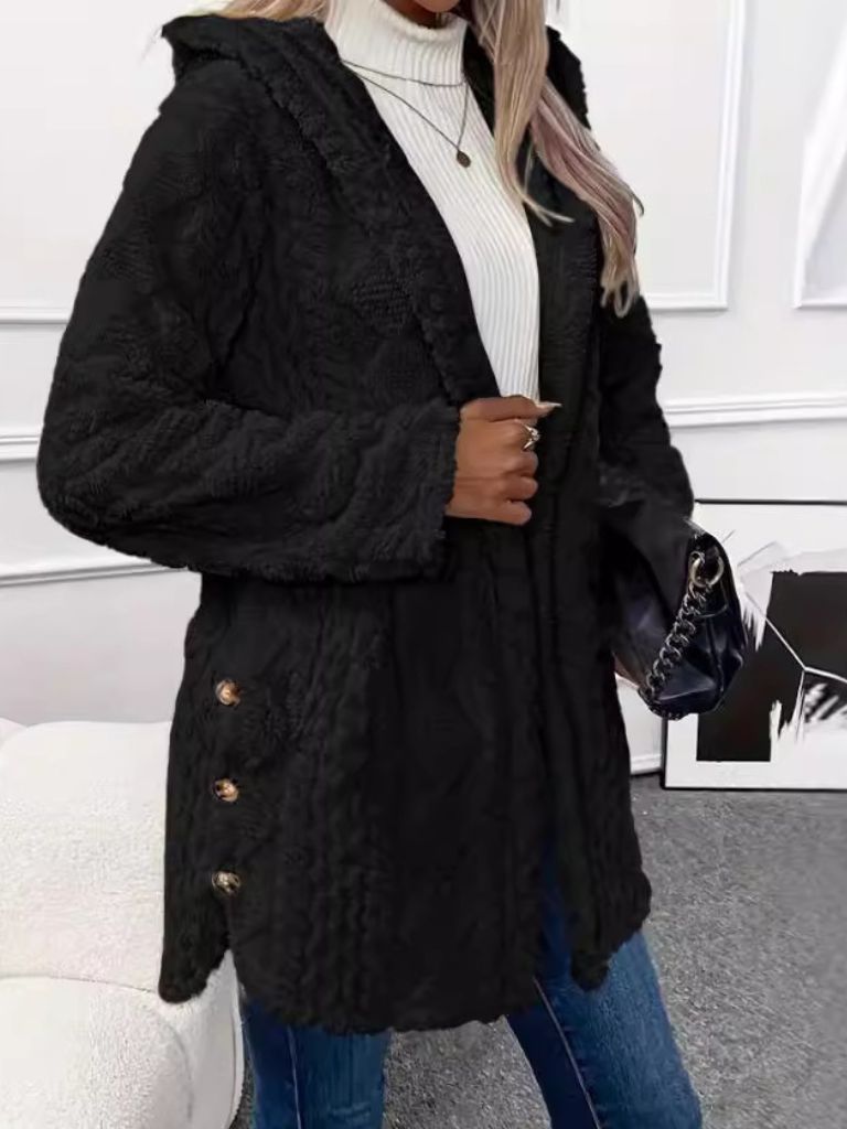 Strickjacke mit Kapuze in Creme - Ansicht 9